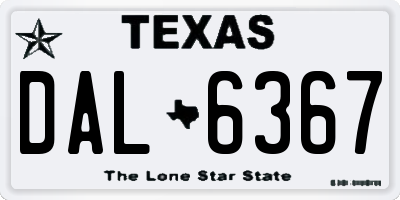 TX license plate DAL6367