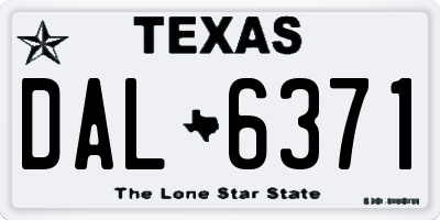 TX license plate DAL6371