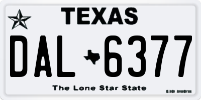 TX license plate DAL6377