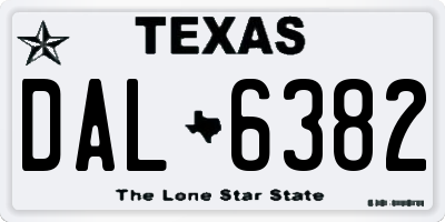 TX license plate DAL6382