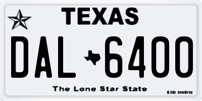 TX license plate DAL6400