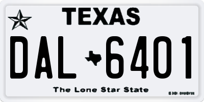 TX license plate DAL6401
