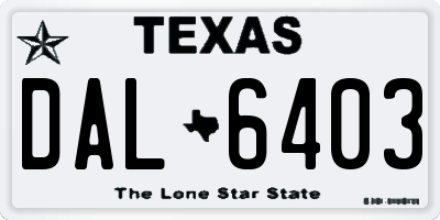 TX license plate DAL6403