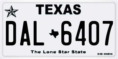 TX license plate DAL6407