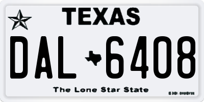 TX license plate DAL6408
