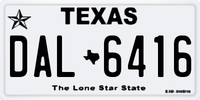 TX license plate DAL6416
