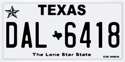 TX license plate DAL6418
