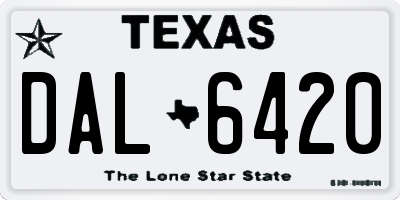 TX license plate DAL6420