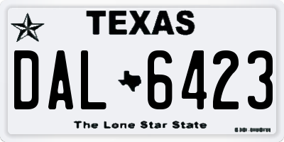 TX license plate DAL6423