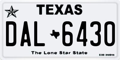 TX license plate DAL6430
