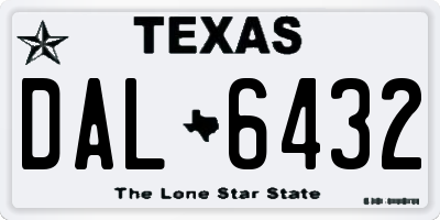 TX license plate DAL6432