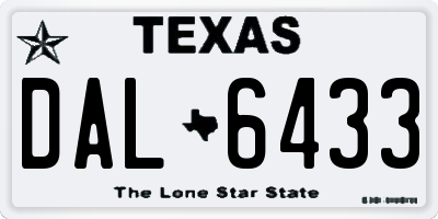 TX license plate DAL6433