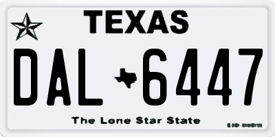TX license plate DAL6447
