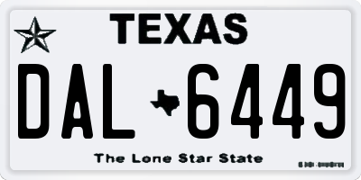 TX license plate DAL6449