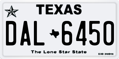 TX license plate DAL6450