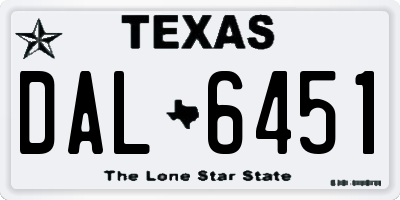 TX license plate DAL6451