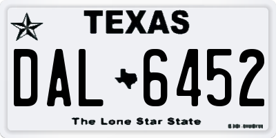 TX license plate DAL6452