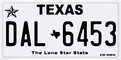 TX license plate DAL6453