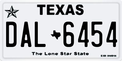 TX license plate DAL6454