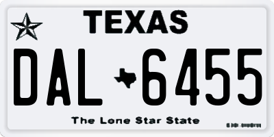 TX license plate DAL6455