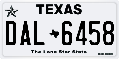 TX license plate DAL6458