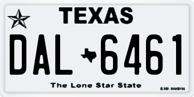 TX license plate DAL6461