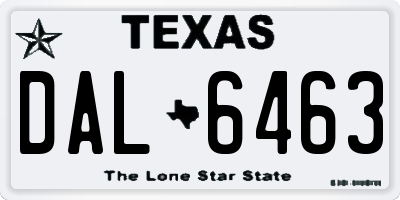 TX license plate DAL6463