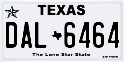 TX license plate DAL6464