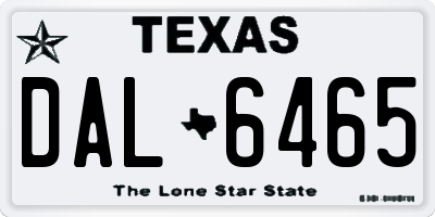 TX license plate DAL6465