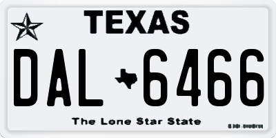 TX license plate DAL6466