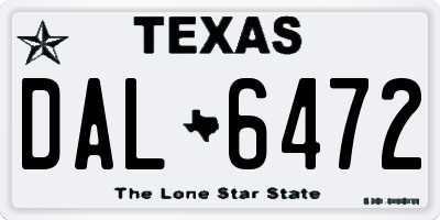 TX license plate DAL6472