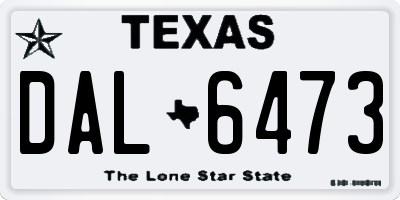 TX license plate DAL6473