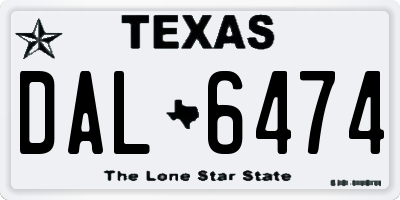 TX license plate DAL6474