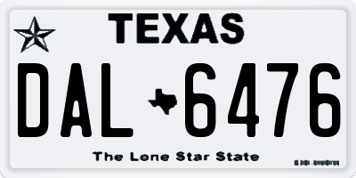 TX license plate DAL6476