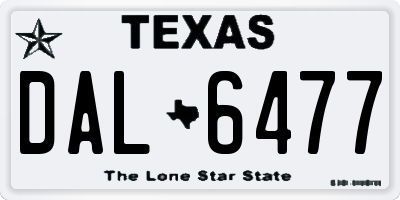 TX license plate DAL6477