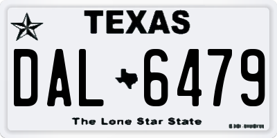 TX license plate DAL6479