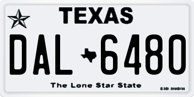 TX license plate DAL6480