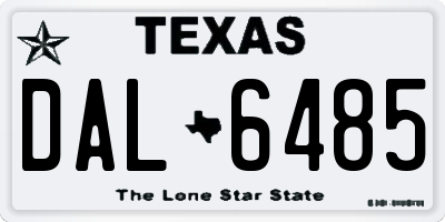TX license plate DAL6485
