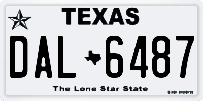 TX license plate DAL6487