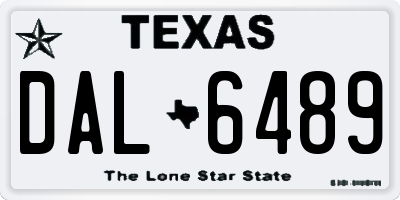 TX license plate DAL6489
