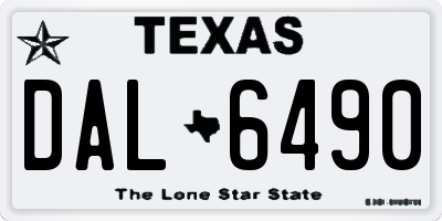 TX license plate DAL6490