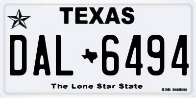 TX license plate DAL6494