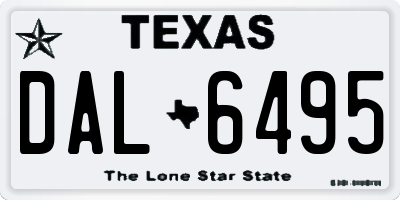 TX license plate DAL6495
