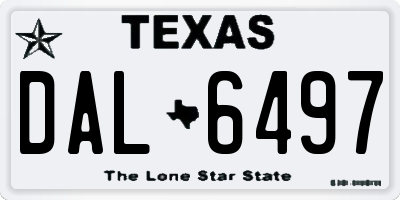 TX license plate DAL6497