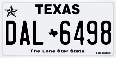 TX license plate DAL6498