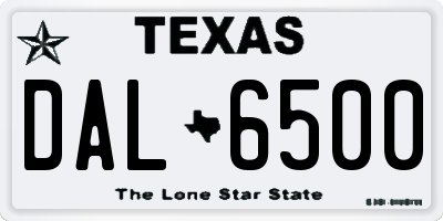 TX license plate DAL6500