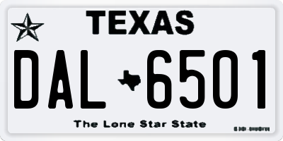 TX license plate DAL6501