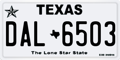 TX license plate DAL6503