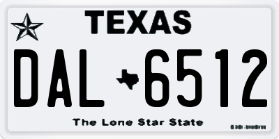 TX license plate DAL6512