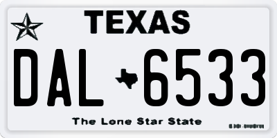 TX license plate DAL6533